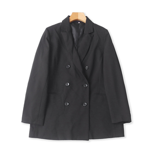 双排扣宽松休闲西服女长袖 春秋款 外套上衣17464 西装 外贸翻领时尚