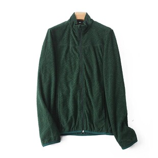 女外贸休闲运动上衣S 立领绒绒暗纹外套 卫衣 拉链开衫 边 春秋新款