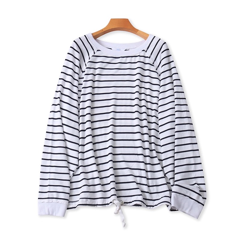 外贸圆领长袖卫衣 毛圈套头抽绳打底T恤衫 新宽松大版女上衣16354