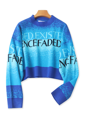 短款长袖字母毛衣 春秋新款立领针织衫女时尚打底衫宽松上衣14362