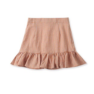 小清新包臀显瘦A字裙女士半身裙 新款 07502 夏季 格子荷叶边短裙子