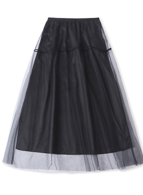 气质松紧腰网纱半身裙 夏季新款A字显瘦中长款女装时尚裙子 19184