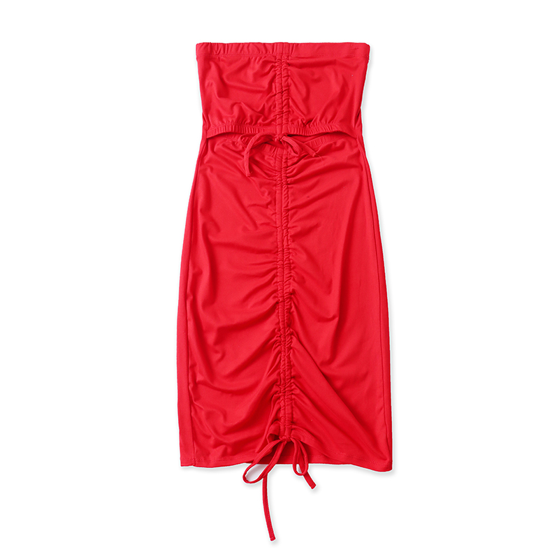 外贸抹胸镂空连衣裙修身包臀裙