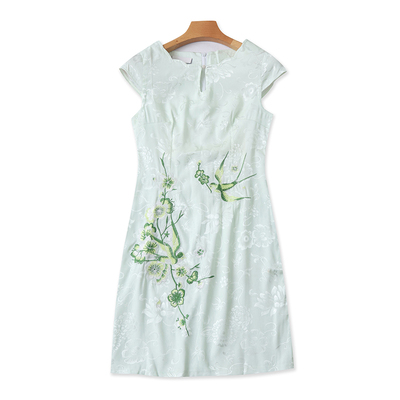 爱丽爱熙百搭刺绣旗袍短款旗袍