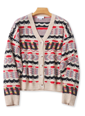 时尚V领钩花针织开衫 春秋新款长袖百搭休闲毛衣 女外套上衣11062