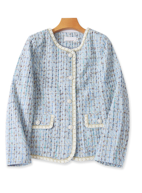 气质小香风外套 春秋新款短款百搭时尚纽扣开衫 女修身上衣 13494