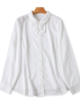 长袖娃娃领翻领衬衫 春秋新款显瘦衬衣女打底衫宽松休闲上衣02162