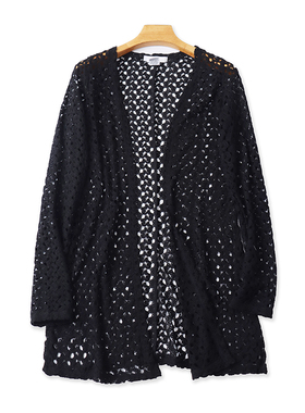 外贸镂空钩花罩衫 夏季新款百搭时尚开衫披肩女宽松上衣外套19014