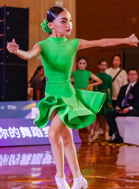 星辰舞服拉丁舞比赛服规定服高级BV绿活力优雅显气质专业舞者