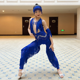 星辰舞服拉丁舞花服比赛服儿童成人新款显白色飘逸流苏显瘦表演服