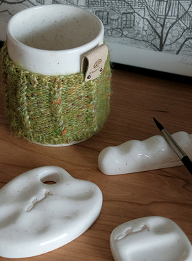 复古燕麦系列｜snow乔水彩手作陶瓷调色盘｜手工陶瓷手作微瑕