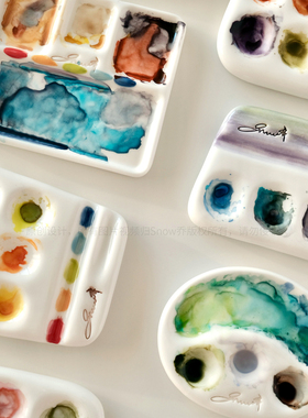 色彩系列｜snow乔水彩手作陶瓷调色盘｜手工陶瓷手作微瑕介意慎拍