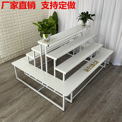 服装店中间鞋包陈列货架伴手礼盒花店商场展厅摆台中岛展示架梯形