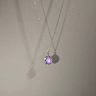2026新款 毛衣链 紫色圆宝石项链小众设计高级感女生锁骨链百搭时尚