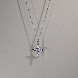 Cute 小众精致锁骨链配饰礼物 luck古着女生项链十字架吊坠时尚