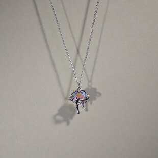 Cute 小众精致锁骨链配饰礼物 luck古着女生项链爱心吊坠时尚