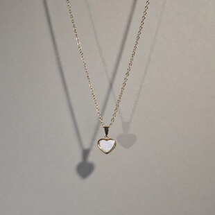 Cute 小众精致锁骨链配饰礼物 luck古着女生项链爱心吊坠时尚