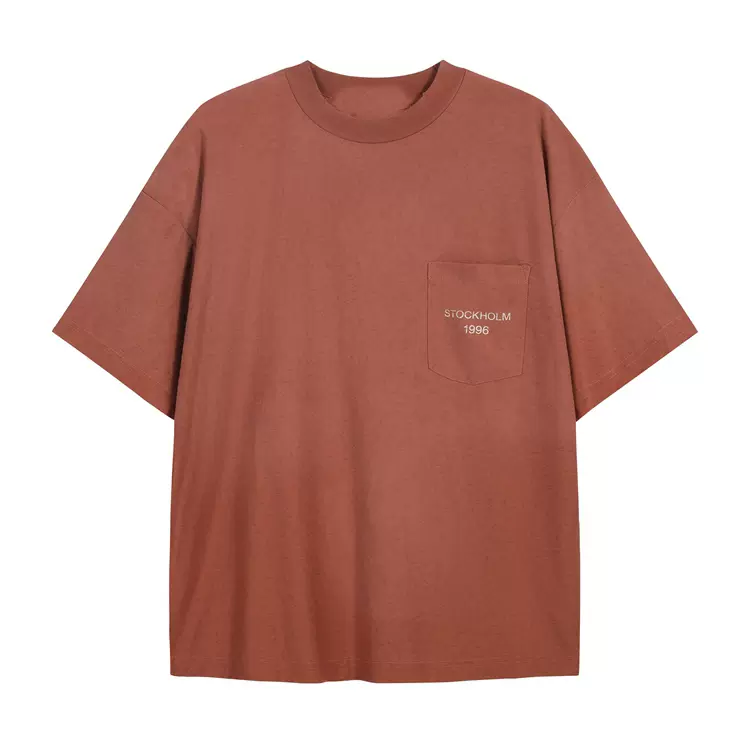 AC LOGO印花口袋短袖T恤 黑色 白色 砖红 S-XL 8096#