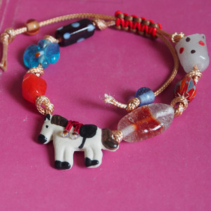 珠莲碧荷『动物派对』原创进口琉璃马年陶瓷小动物水晶个性手链