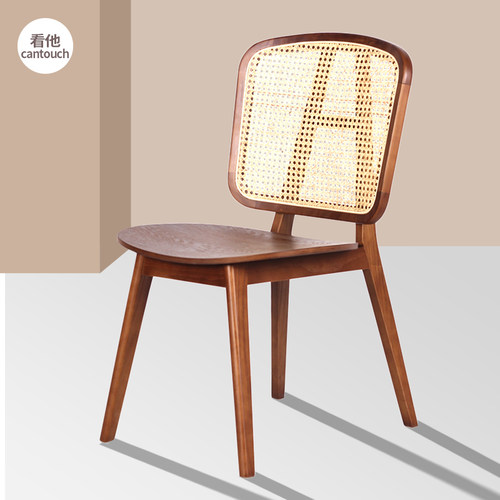 北欧网红藤艺术编织温莎椅靠背椅