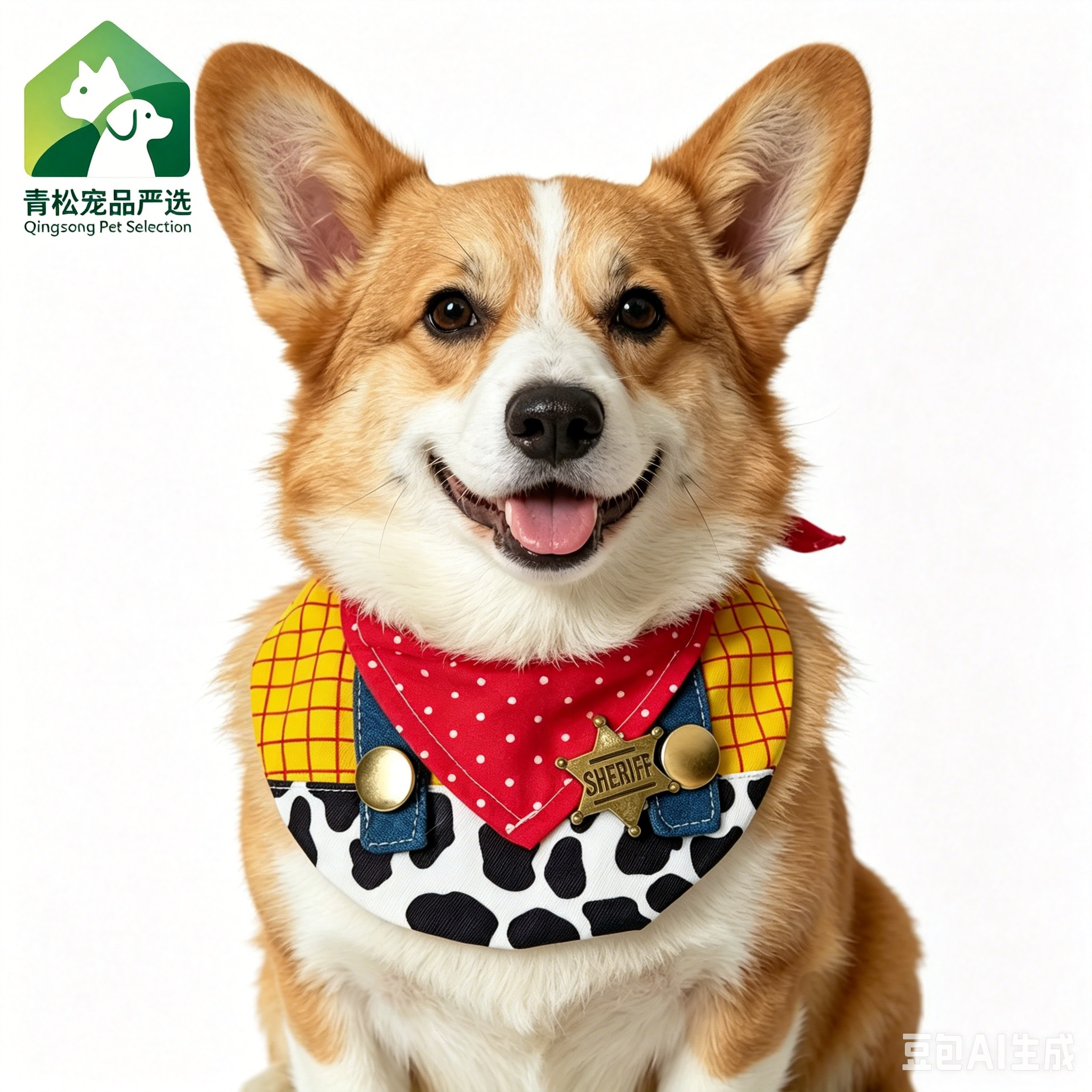 青松宠品宠物胡迪警官装扮围领猫咪卡通口水巾狗狗领结拍照道具