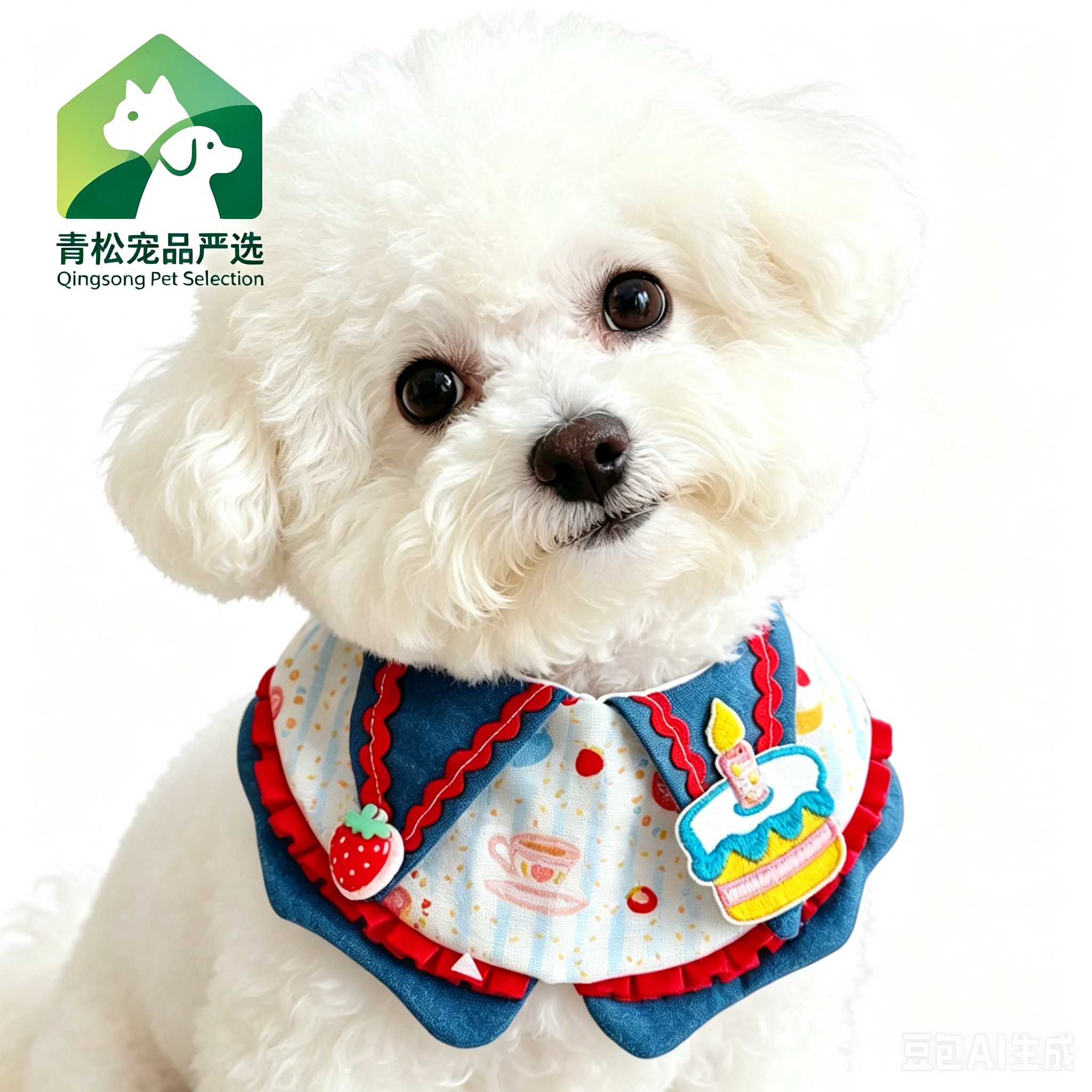 青松宠品猫咪生日装扮狗狗草莓蛋糕围领宠物中小型犬泰迪派对围脖
