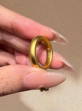 归真居镀24K金仿真金古法泥鳅背戒指加厚精工大气百搭指环古法
