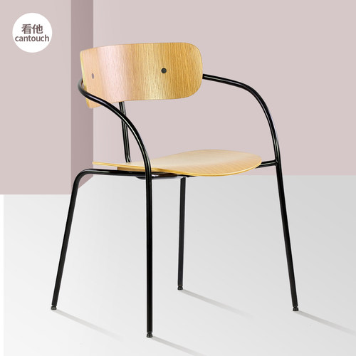 轻奢工业风铁艺金属餐椅靠背