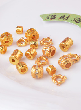 归真居高保色沙金莲花镶锆桶珠扭花隔珠diy手工配件配饰散珠隔珠