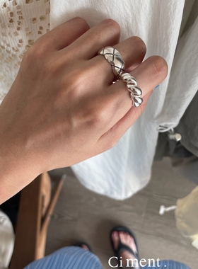 ciment 韩国东大门925银设计感活口戒指