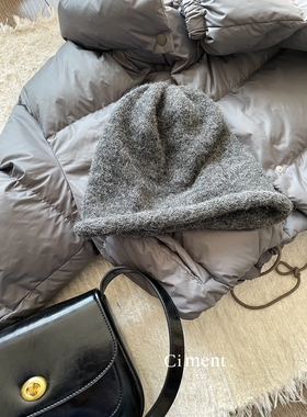 ciment 百搭羊驼毛灰色慵懒冷帽毛线帽