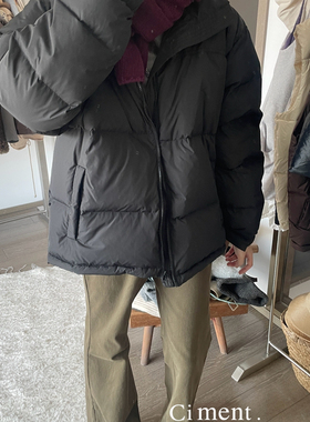 ciment 韩国东大门黑色鹅绒保暖羽绒服