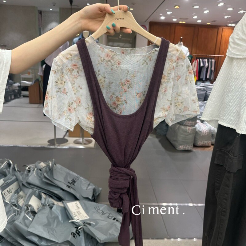 ciment 韩国东大么设计感不对称叠穿背心