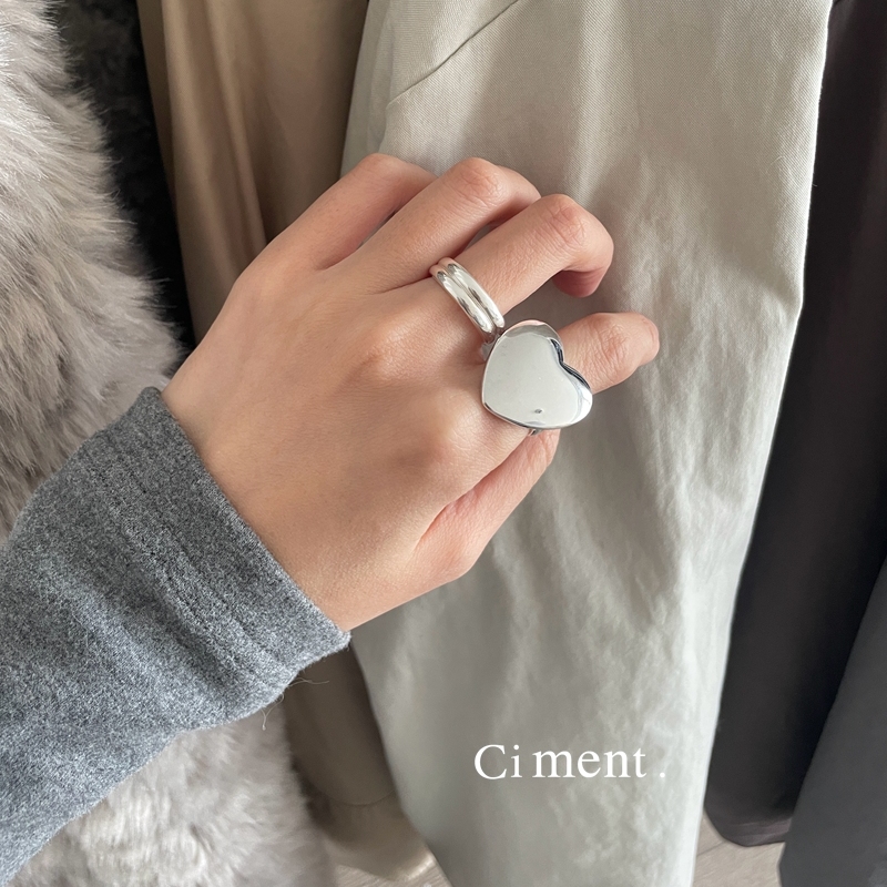 ciment 韩国东大门店主自留爱心925银活口戒指
