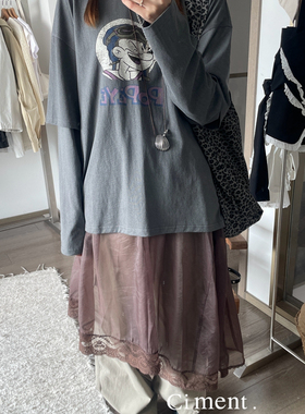 ciment 宽松慵懒休闲假两件棉大力水手卡通长袖T恤上衣