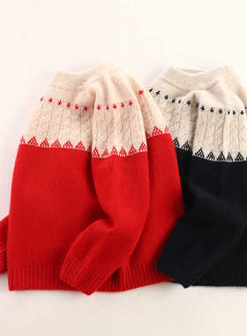 新款男女宝宝儿童新款100%山羊绒衫中大童针织毛衣秋冬加厚打底衫