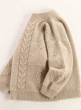 女童毛衣加厚儿童100%羊绒衫半高领宝宝套头宽松打底衫康赛妮纱线