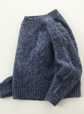 男女童三股特厚毛衣儿童100%纯山羊绒衫冬套头保暖宽松打底衫洪叶