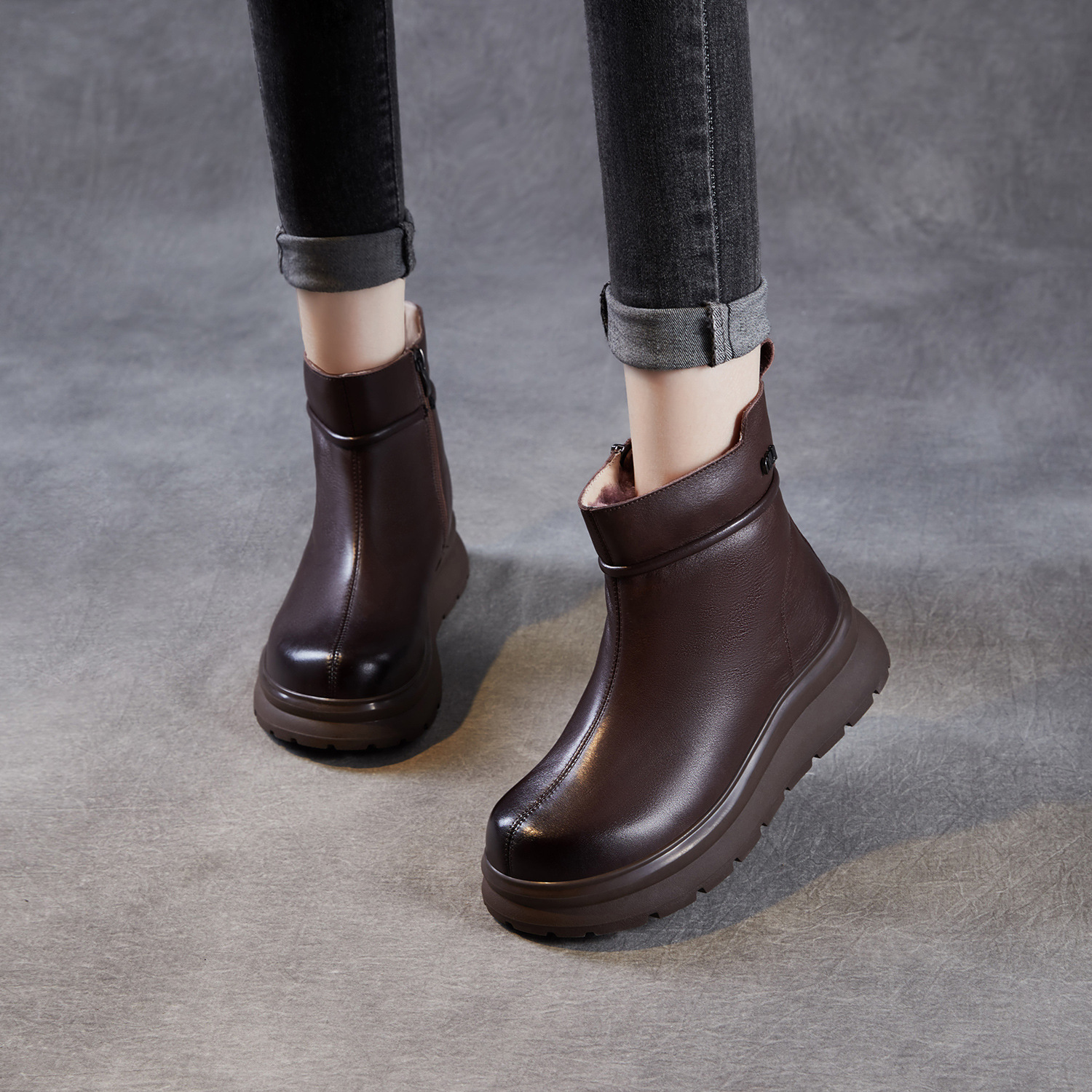 真皮厚底羊毛雪地靴女2025冬新款加厚抗寒保暖东北防滑大棉鞋皮靴