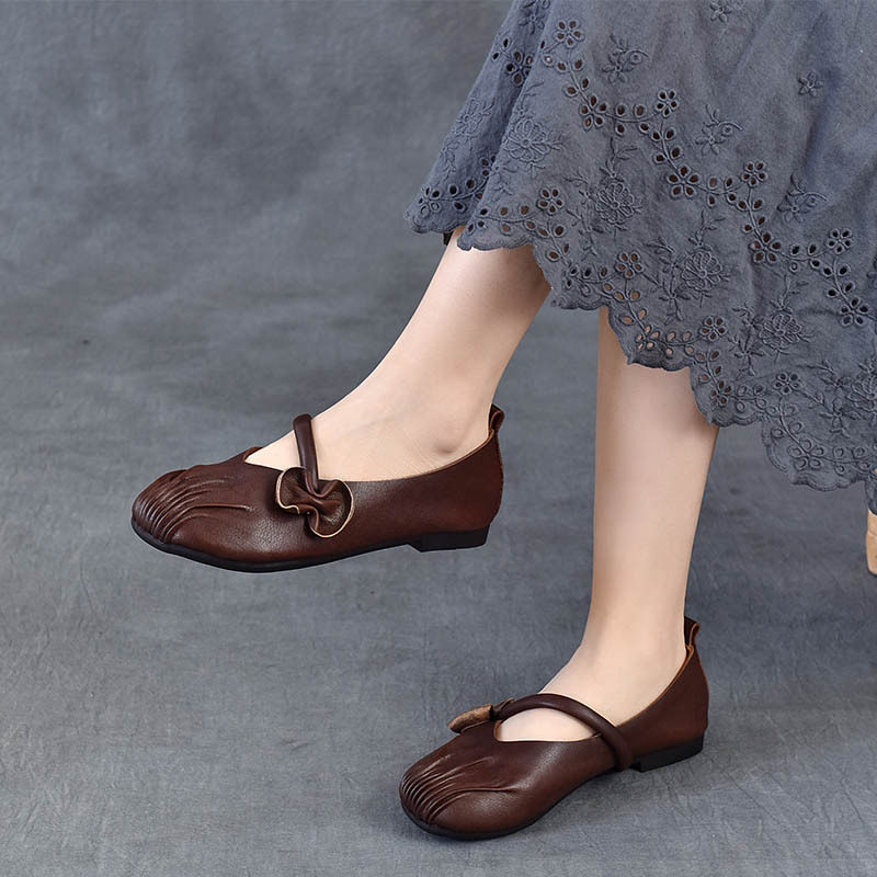 民族风2026春夏新款真皮复古玛丽珍女单鞋头层牛皮轻便软底豆豆鞋,女鞋,时尚休闲鞋,淘宝优惠券,粉丝福利购,淘宝优惠卷