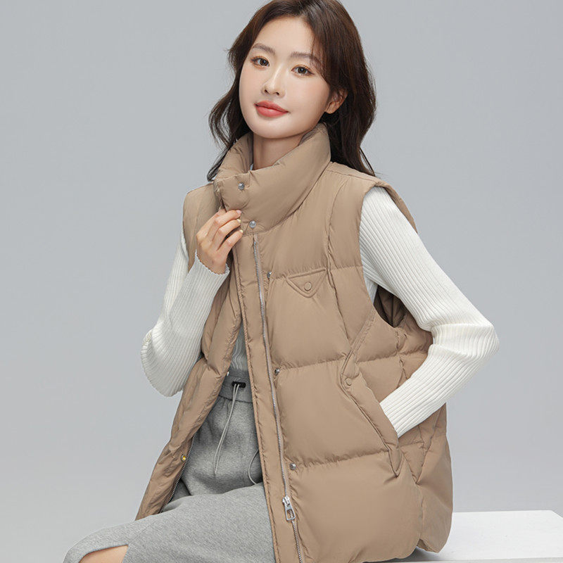羽绒服女2026年秋冬新款立领羽绒马甲背心90白鸭绒韩版宽松外套潮