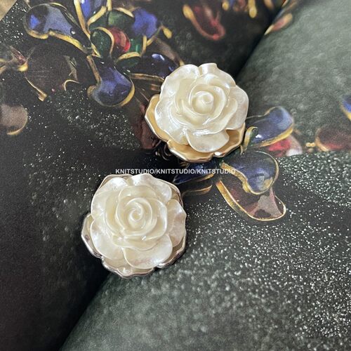 名媛小香风玫瑰花金属钮扣