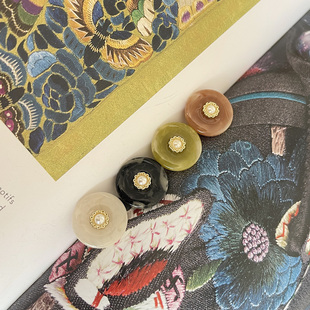 中国风仿玉纽扣珍珠链条服装扣子毛衣开衫旗袍装饰扣汉服毛衣扣子