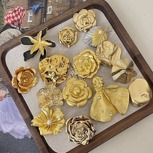 高级感小香风金色超大纽扣皮草大衣西服装饰扣风衣外套针织开衫扣