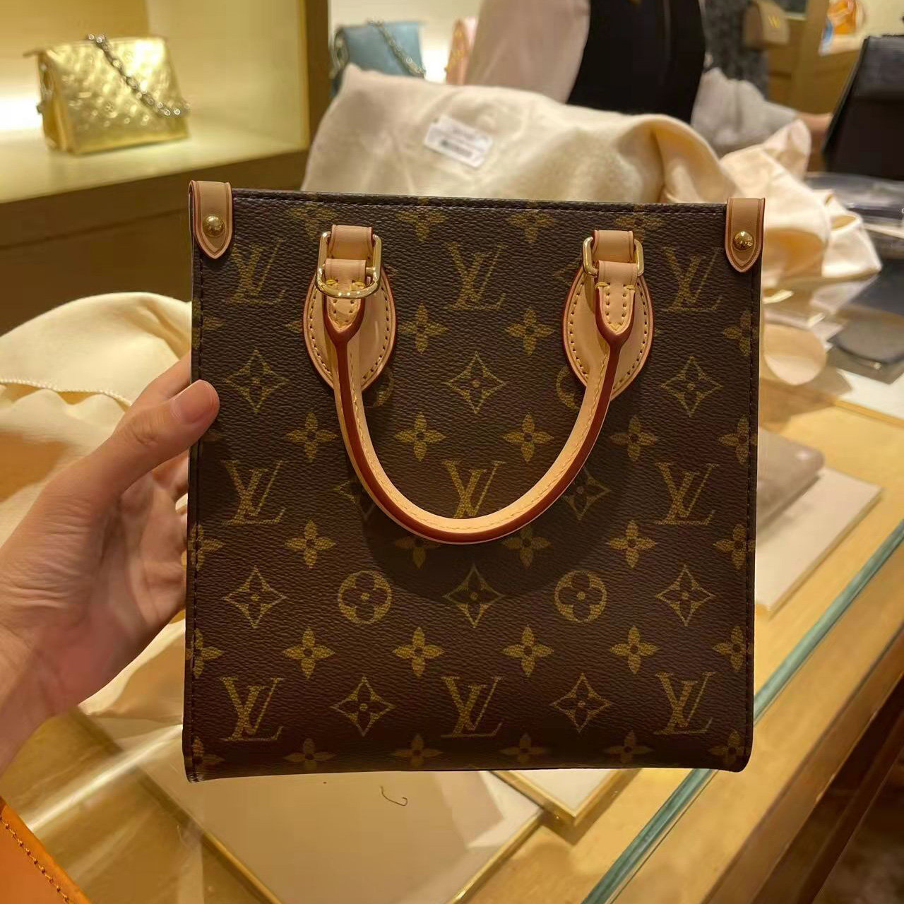 lv 琴谱包小号老花托特 m45847  sac plat bb 手袋 单肩包 斜挎包