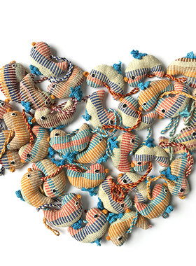 尼泊尔WSDO 纯棉手工帆布钥匙扣 包挂件 挂饰 可爱小鸟小号【壹】