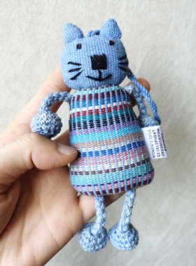 尼泊尔WSDO纯棉手织布小猫咪球球包挂件 汽车书包钥匙可爱挂饰