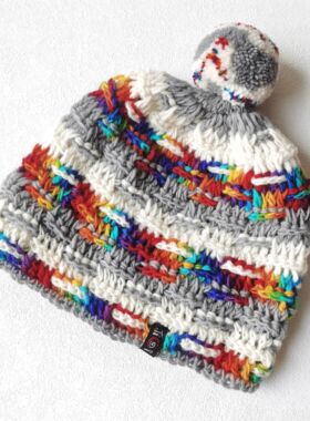 尼泊尔JiGi手工针织羊毛带球毛线帽子 手缝超细腻摇粒绒帽边 保暖