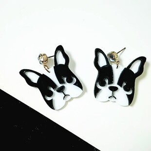P妹子镶钻亚克力夸张动物狗猫猴鸭子鸟原宿韩版可爱耳环坠钉夜店