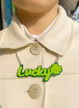 P爱尔兰幸运草字母项链挂链